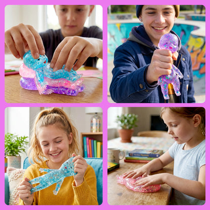 Cute glitter-filled doll gift with bright colors, ideal for party favors, birthdays and surprise presents.
