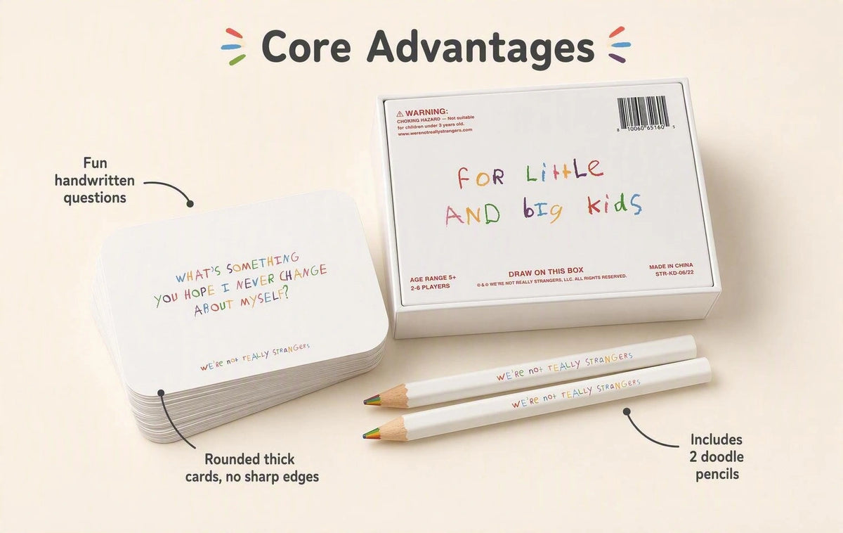 Conversation card game for kids and families with fun questions and activity prompts