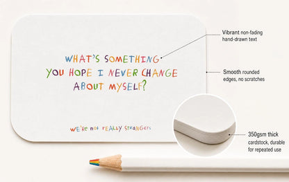 Rounded thick conversation cards for kids with no sharp edges and easy handling